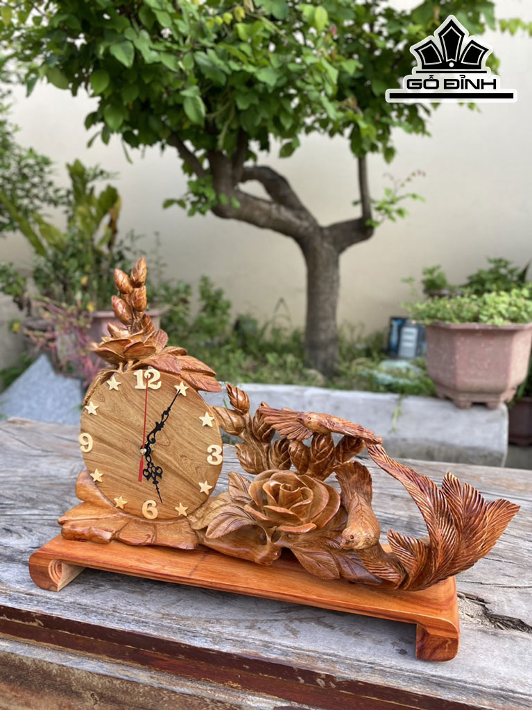 Đồng Hồ Gỗ Hương Cao 33 Ngang 45 Sâu 11 (cm)