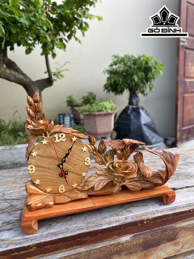 Đồng Hồ Gỗ Hương Cao 33 Ngang 45 Sâu 11 (cm)