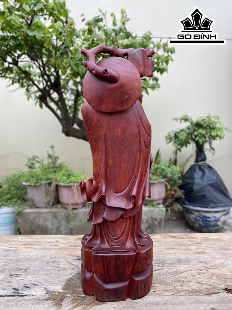 Tượng Đạt Ma Sư Tổ Gỗ Tử Đàn Cao 64 Ngang 20 Sâu 18 (cm)
