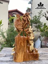 Tượng Gia Đình Gà Gỗ Hương Cao 62 Ngang 38 Sâu 18 (cm)