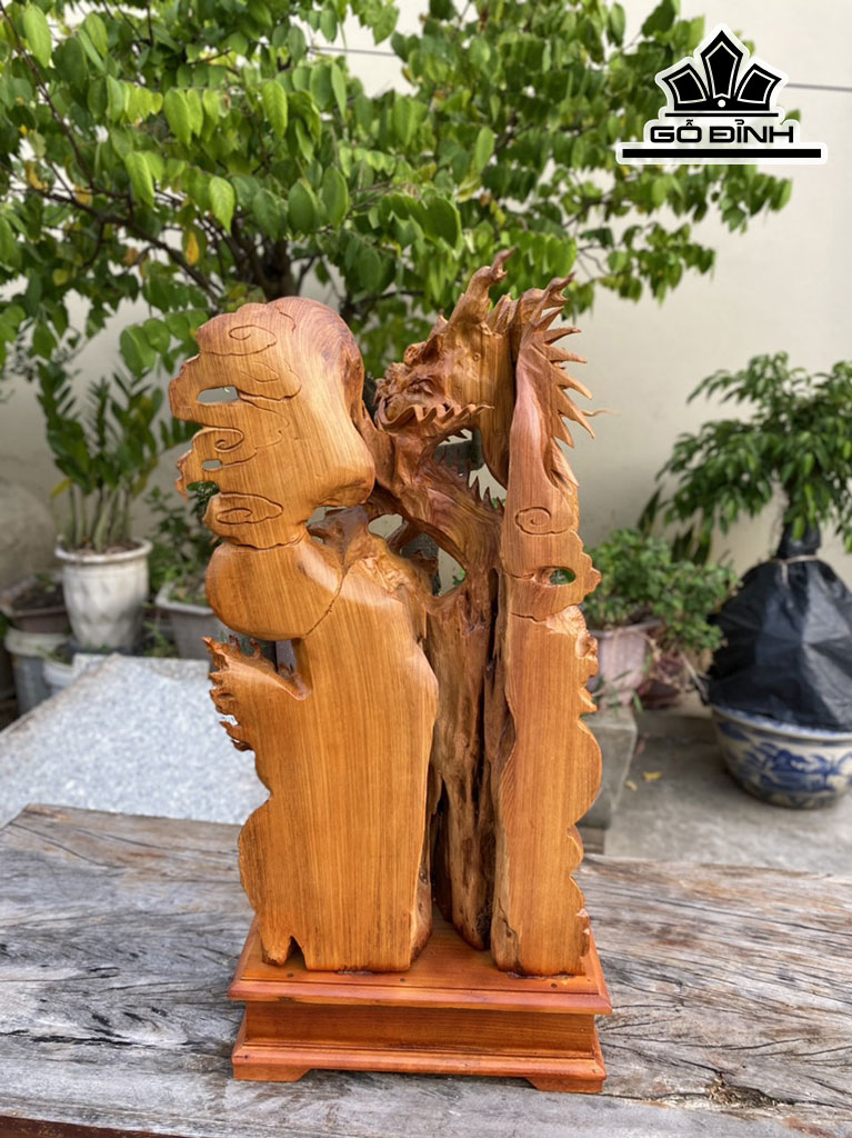 Tượng Nhất Long Chấn Bình Gỗ Hương Cao 70 Ngang 33 Sâu 15 (cm)