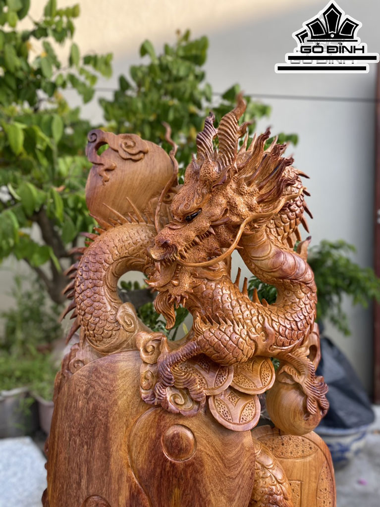 Tượng Nhất Long Gỗ Hương Cao 75 Ngang 40 Sâu 15 (cm)