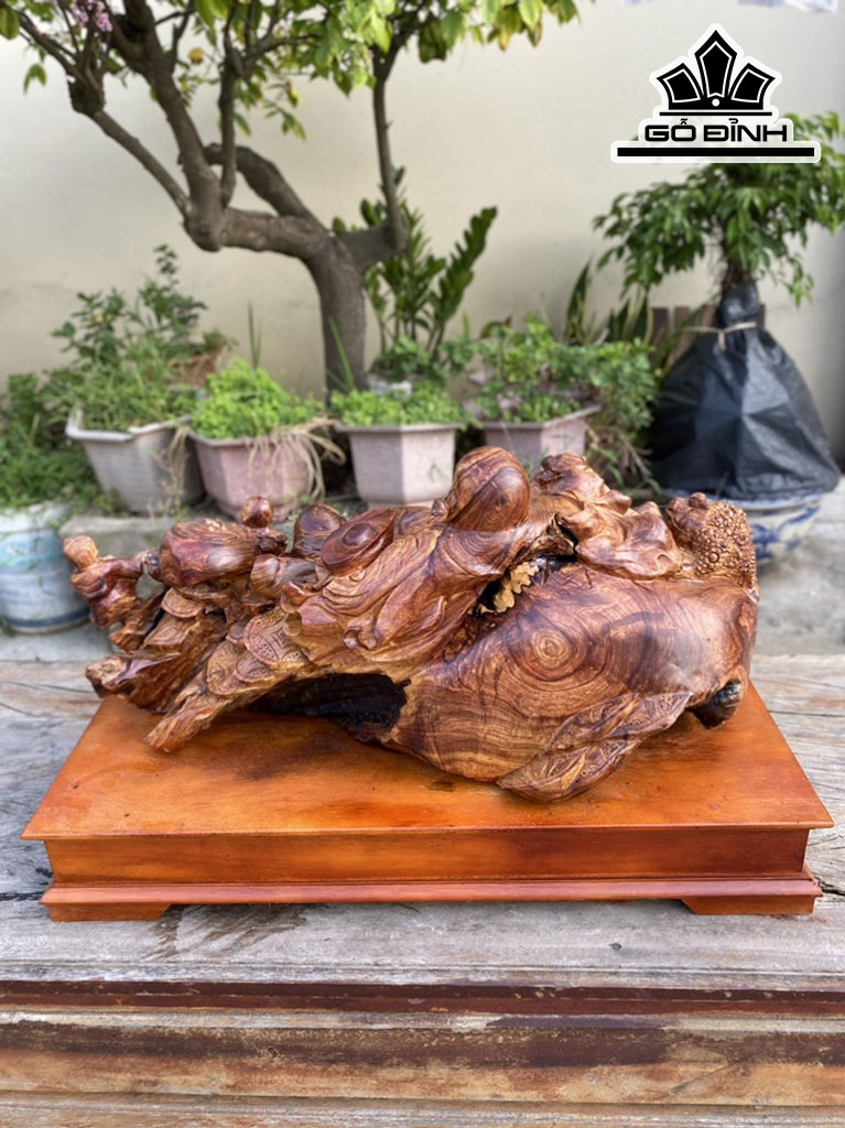 Tượng Phật Di Lặc Gỗ Cẩm Cao 28 Ngang 67 Sâu 31 (cm)