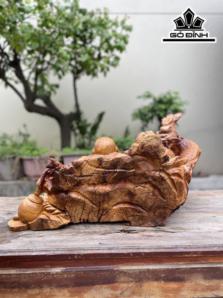 Tượng Phật Di Lặc Gỗ Hương Cao 36 Ngang 68 Sâu 38 (cm)