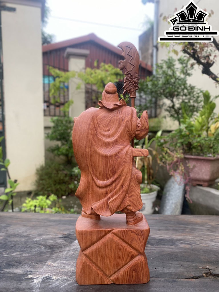 Tượng Quan Công Gỗ Hương Cao 50 Ngang 20 Sâu 12 (cm)
