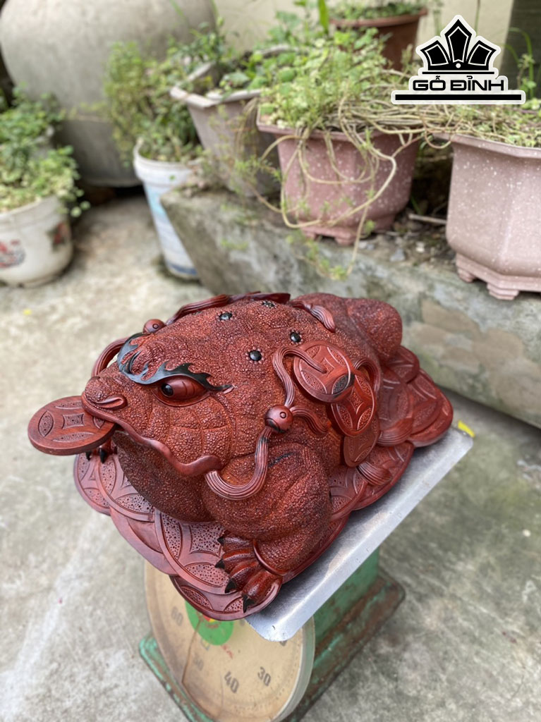 Tượng Thiềm Thừ Gỗ Tử Đàn Cao 22 Ngang 40 Sâu 28 (cm)