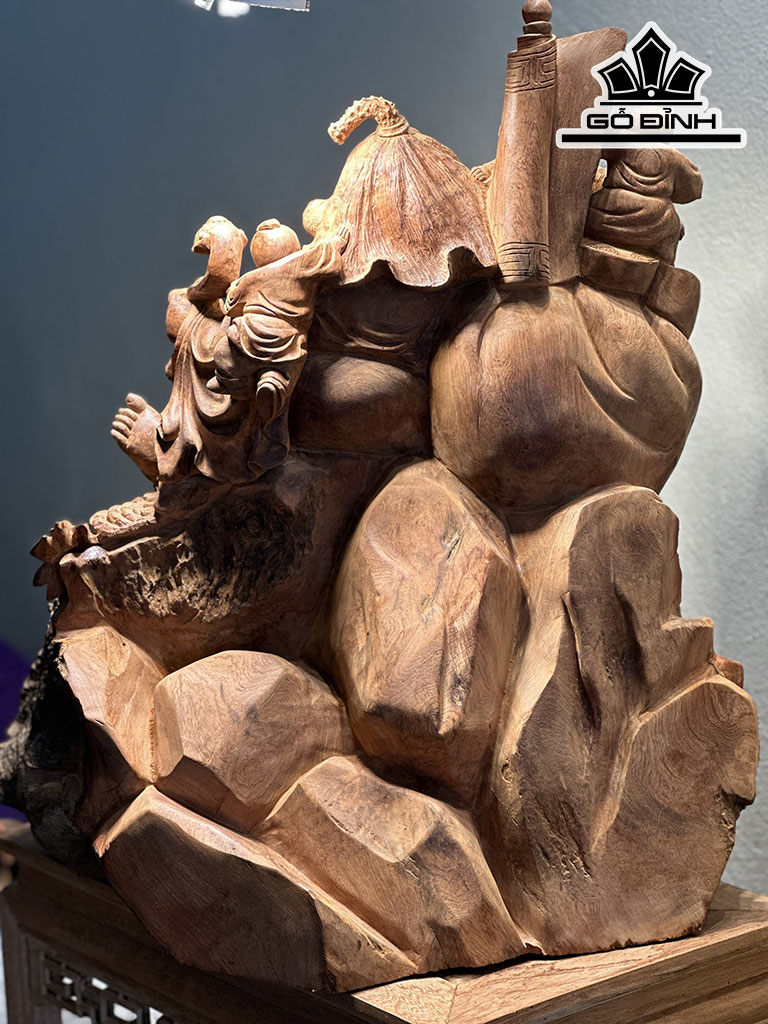 Tượng Phật Di Lặc Gỗ Nu Hương Cao 67 Ngang 65 Sâu 40 (cm)