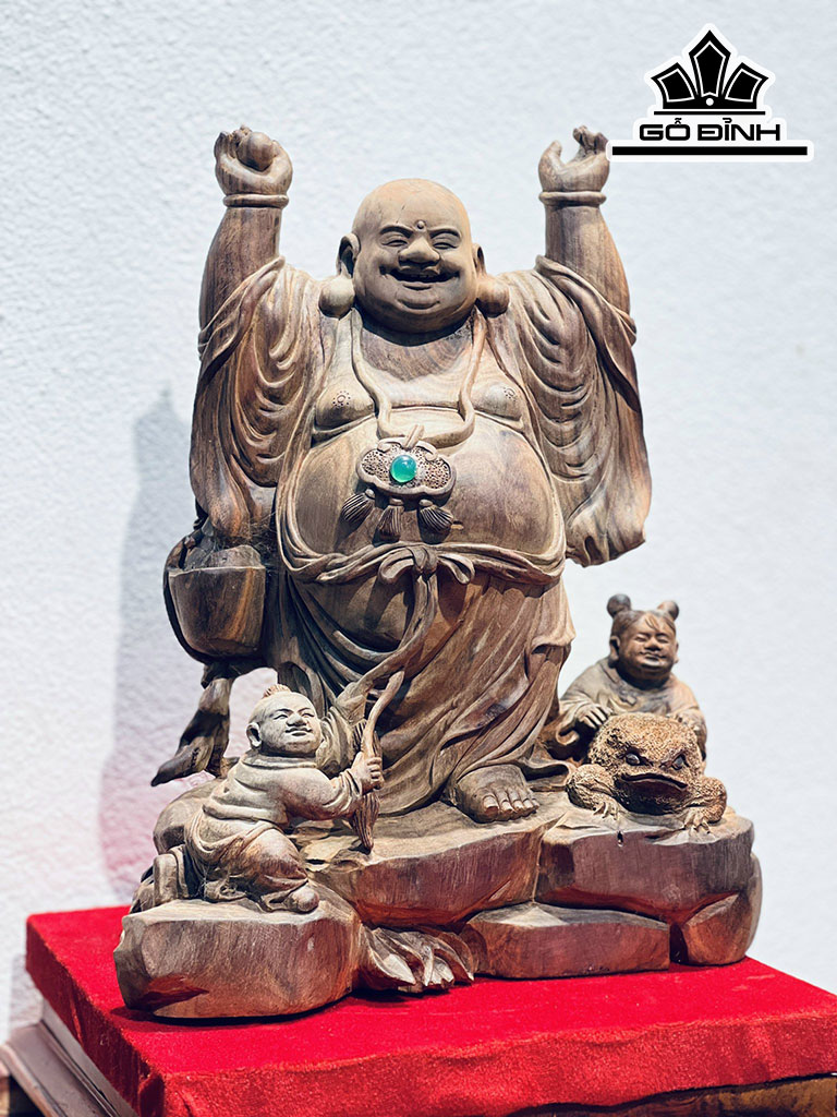 Tượng Phật Di Lặc Gỗ Trắc Cao 32 Ngang 27 Sâu 19 (cm)