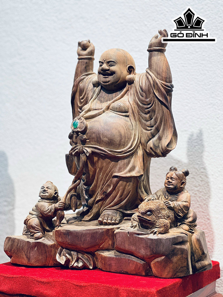 Tượng Phật Di Lặc Gỗ Trắc Cao 32 Ngang 27 Sâu 19 (cm)