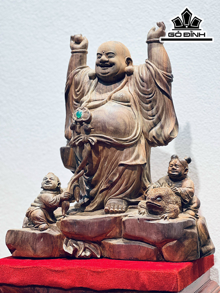 Tượng Phật Di Lặc Gỗ Trắc Cao 32 Ngang 27 Sâu 19 (cm)