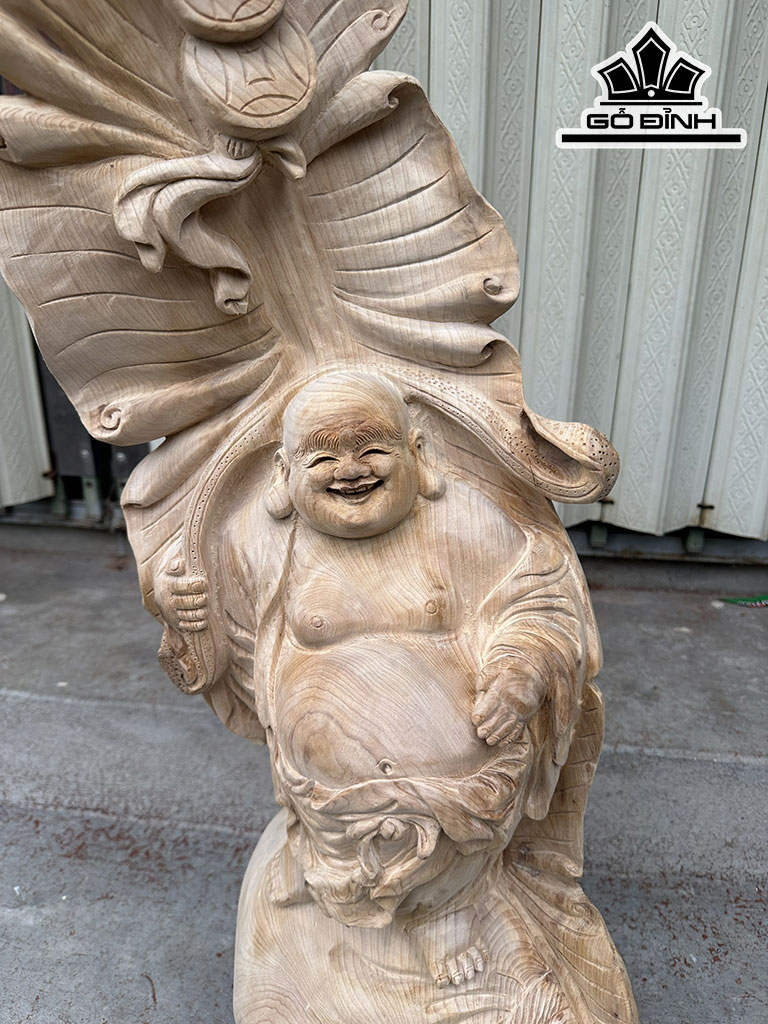 Tượng Phật Di Lặc Gỗ Ngọc Am Cao 82 Ngang 32 Sâu 20 (cm)