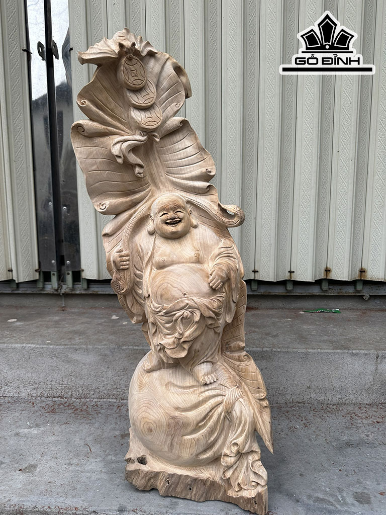 Tượng Phật Di Lặc Gỗ Ngọc Am Cao 82 Ngang 32 Sâu 20 (cm)