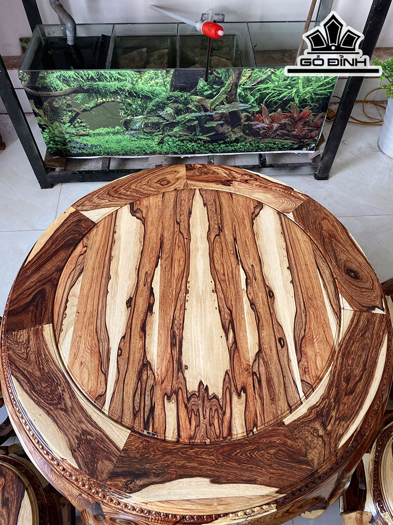 Bộ Đôn Gỗ Cẩm Bàn Cao 62 Đường Kính Mặt 76 Phủ Bì Rộng 91 (cm)