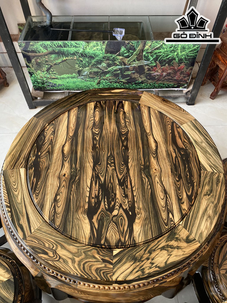 Bộ Đôn Gỗ Mun Hoa Bàn Cao 62 Đường Kính Mặt 75 Phủ Bì Rộng 91 (cm)