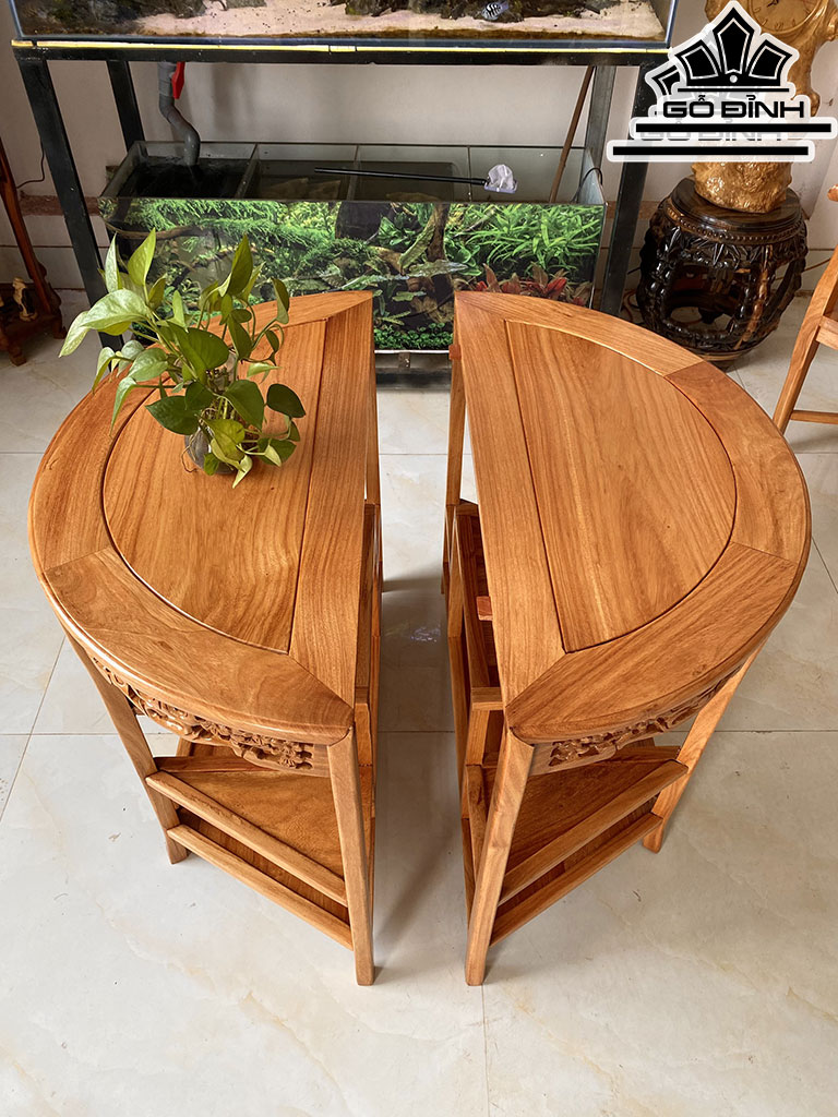 Bộ Ghế Cafe Gỗ Gõ Bàn Cao 69 Đường Kính 80 (cm)