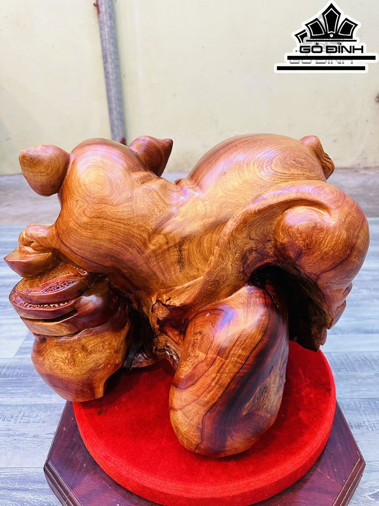 Tượng Heo Gỗ Hương Cao 36 Ngang 48 Sâu 44 (cm)