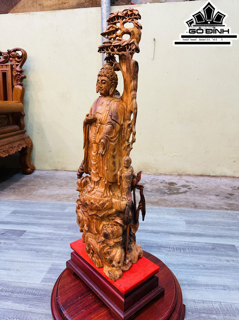 Tượng Nhất Tâm Bái Phật Gỗ Trắc Cao 75 Ngang 28 Sâu 17 (cm)