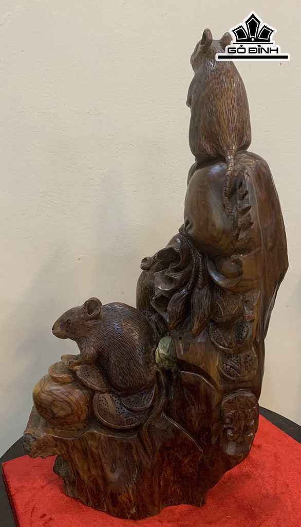 Cầu Chuột Phong Thủy Gỗ Cẩm Cao 54 Ngang 37 Sâu 23 (cm)