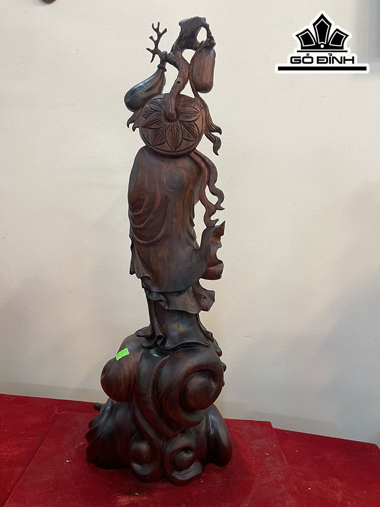 Tượng Đạt Ma Sư Tổ Gỗ Trắc Cao 70 Ngang 25 Sâu 22 (cm)
