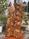 Tượng Ngũ Ngư Hóa Rồng Phong Thủy Gỗ Hương Cao 100 Ngang 50 Sâu 22 (cm)