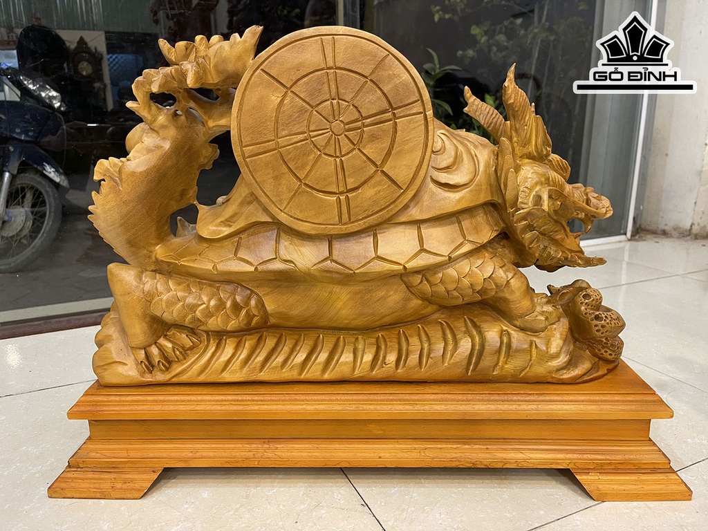 Tượng Phật Di Lặc Cưỡi Long Quy Cao 45 Ngang 54 Sâu 21 (cm)