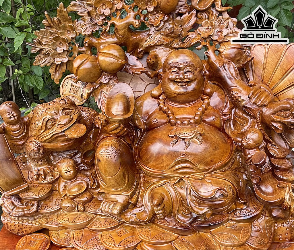 Tượng Phật Di Lặc Gỗ Hương Cao 58 Ngang 75 Sâu 40 (cm)