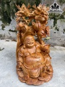 Tượng Phật Di Lặc Ngồi Vác Đào Gỗ Hương Cao 45 Ngang 27 Sâu 30 (cm)
