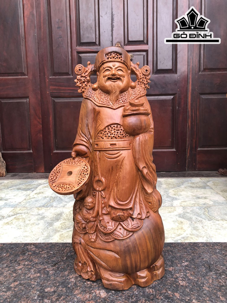 Tượng Thần Tài Gỗ Ngọc Am Cao 70 Ngang 29 Sâu 18 (cm)
