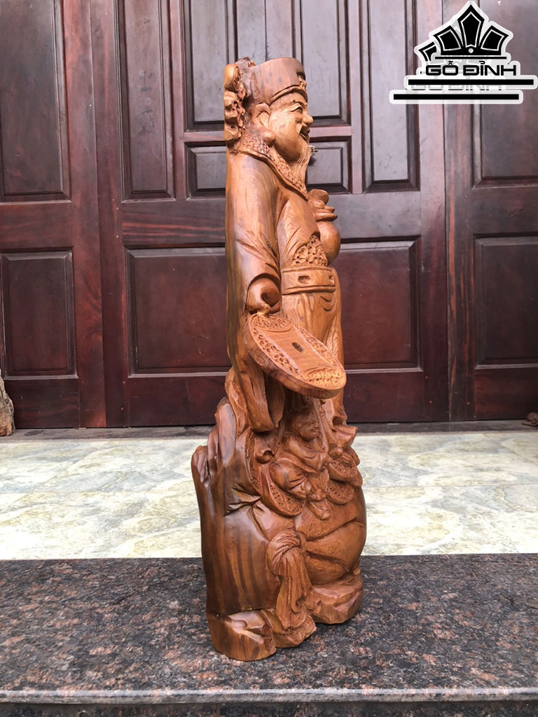 Tượng Thần Tài Gỗ Ngọc Am Cao 70 Ngang 29 Sâu 18 (cm)