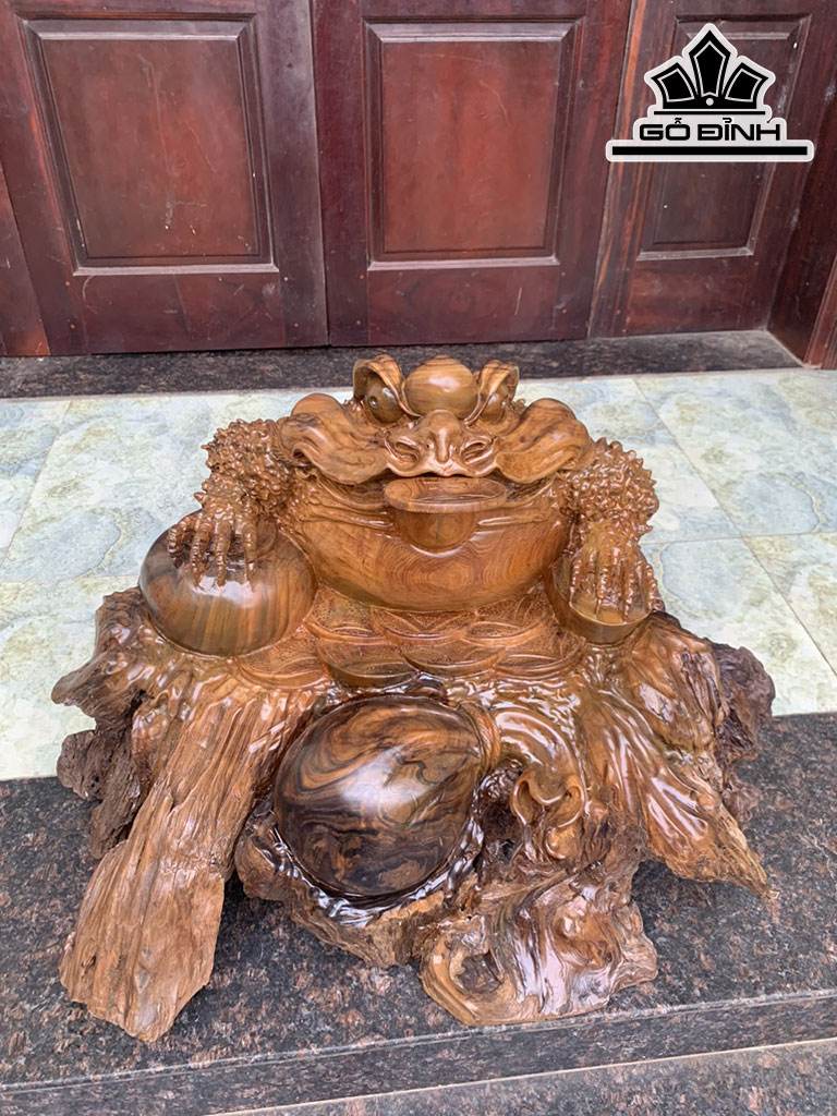 Tượng Thiềm Thừ Gỗ Bách Xanh Cao 60 Ngang 75 Sâu 60 (cm)