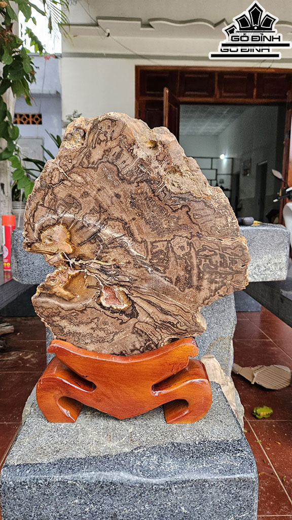 Lát Vân Thủy Tùng Gỗ Hóa Thạch Cao 47 Ngang 35 (cm) 11kg