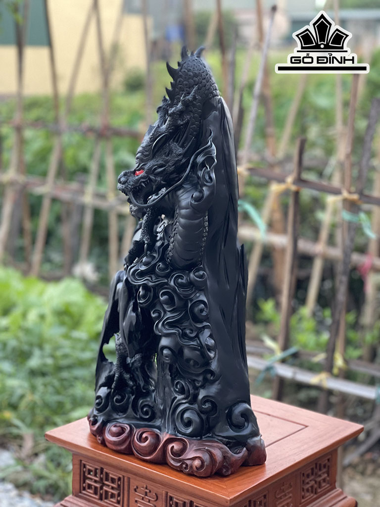 Tượng Nhất Long Gỗ Mun Sừng Cao 65 Ngang 33 Sâu 18 (cm)