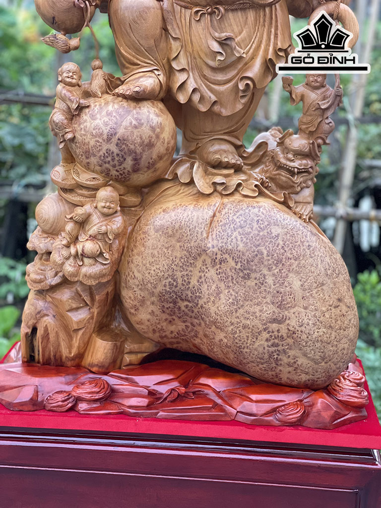 Tượng Phật Di Lặc Gỗ Nu Hương Cao 136 Ngang 70 Sâu 35 (cm)