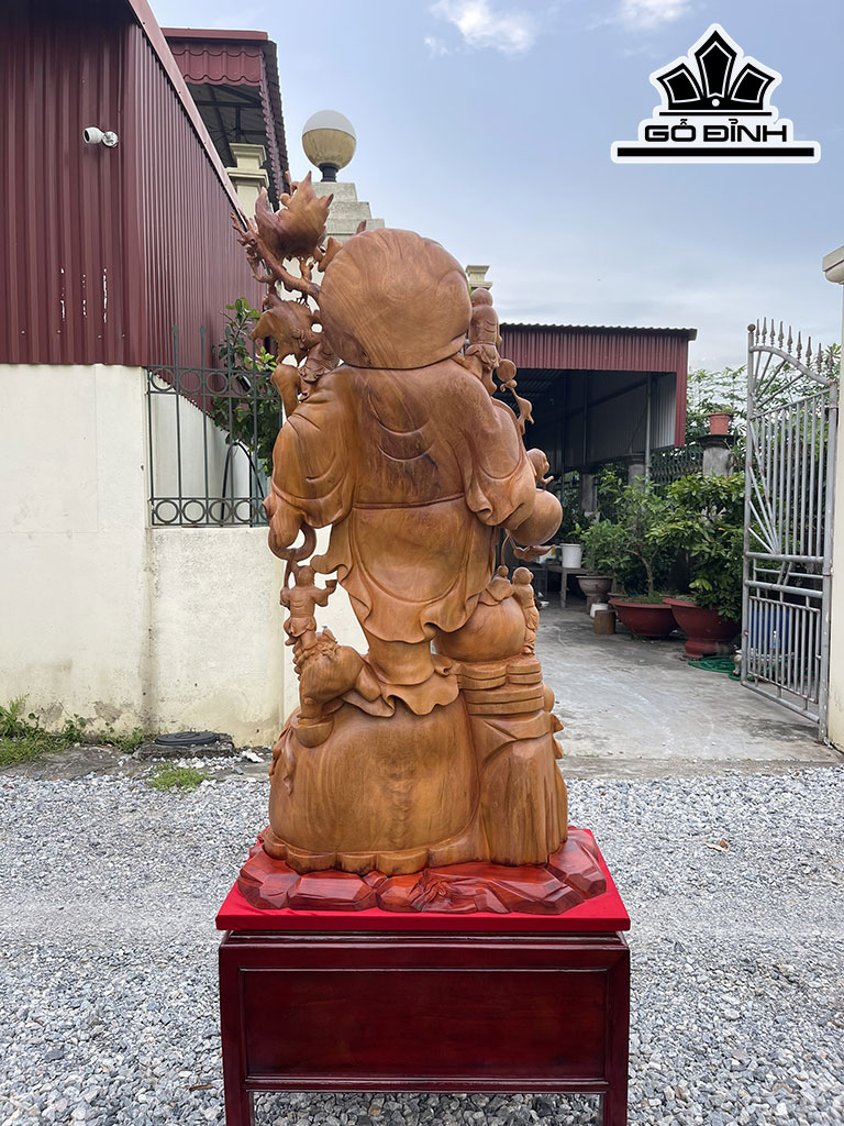 Tượng Phật Di Lặc Gỗ Nu Hương Cao 136 Ngang 70 Sâu 35 (cm)