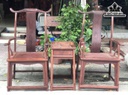 Bộ Tai Quan Gỗ Cẩm Ghế  Mặt 62-50 Cao 127 Đôn 48-38 Cao 70 (cm)