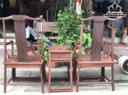 Bộ Tai Quan Gỗ Cẩm Ghế  Mặt 62-50 Cao 127 Đôn 48-38 Cao 70 (cm)