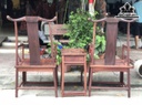 Bộ Tai Quan Gỗ Cẩm Ghế  Mặt 62-50 Cao 127 Đôn 48-38 Cao 70 (cm)