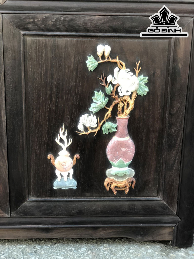 Tủ Trà Gỗ Trắc Cao 86 Rộng 62 Sâu 31 (cm)