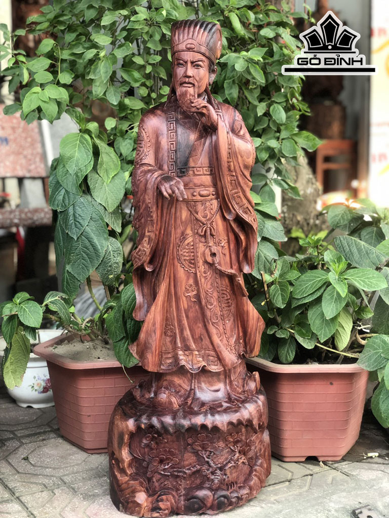 Tượng Gia Cát Lượng Gỗ Cẩm Cao 86 Ngang 31 Sâu 30 (cm)