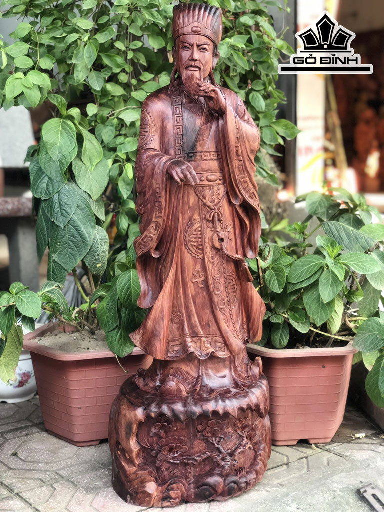 Tượng Gia Cát Lượng Gỗ Cẩm Cao 86 Ngang 31 Sâu 30 (cm)