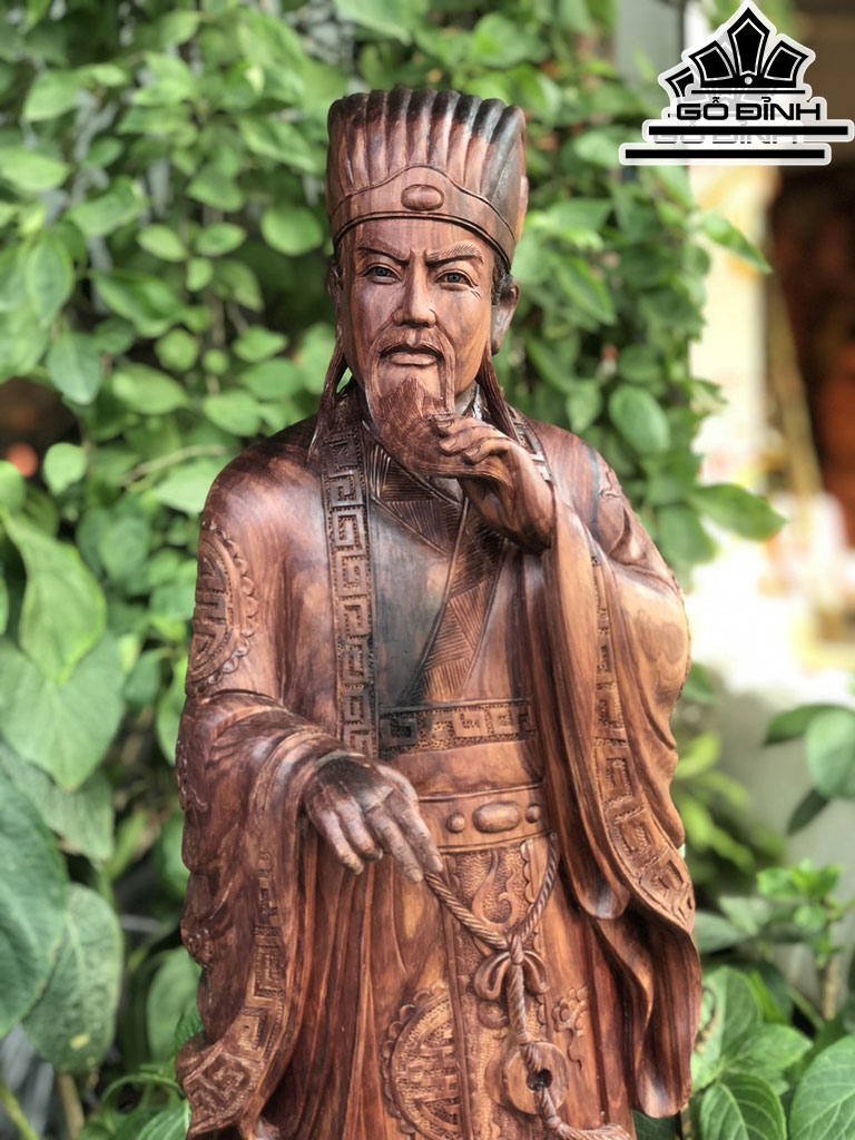 Tượng Gia Cát Lượng Gỗ Cẩm Cao 86 Ngang 31 Sâu 30 (cm)
