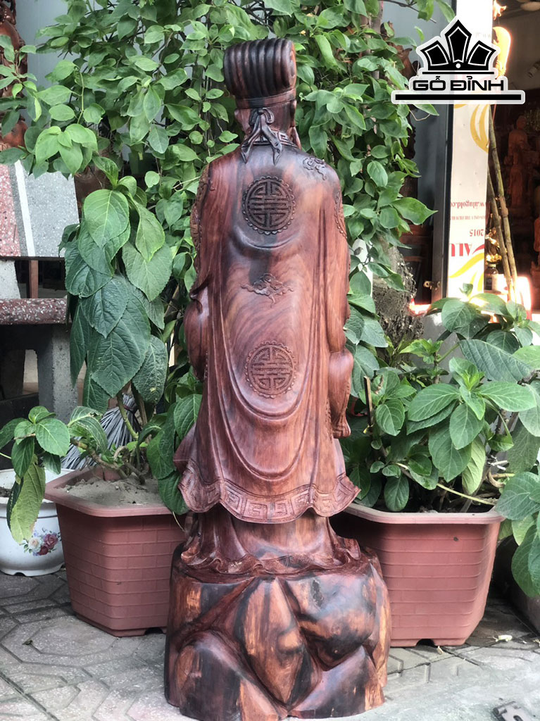 Tượng Gia Cát Lượng Gỗ Cẩm Cao 86 Ngang 31 Sâu 30 (cm)