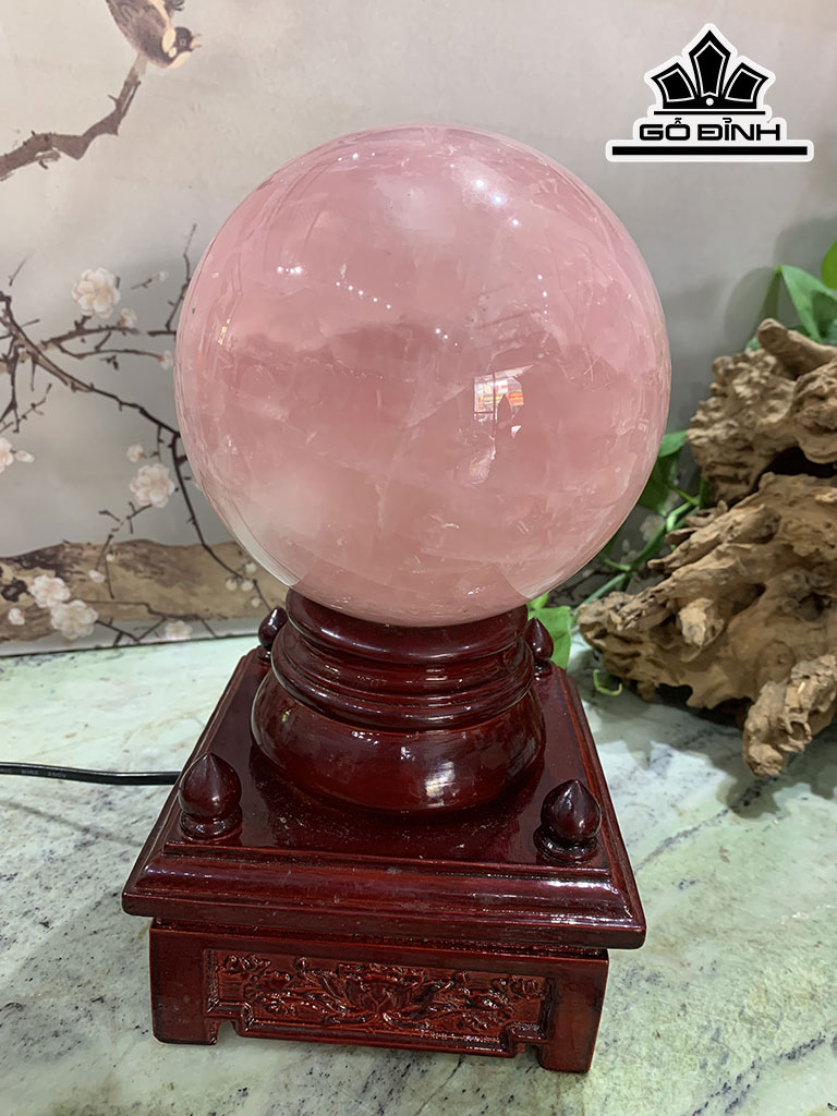 Bi Cầu Đá Thạch Anh Hồng Đường Kính 13,9 (cm) 3,95kg