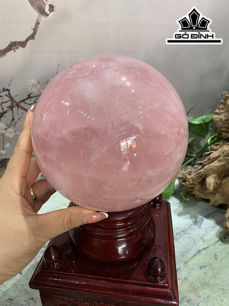 Bi Cầu Đá Thạch Anh Hồng Đường Kính 13,9 (cm) 3,95kg