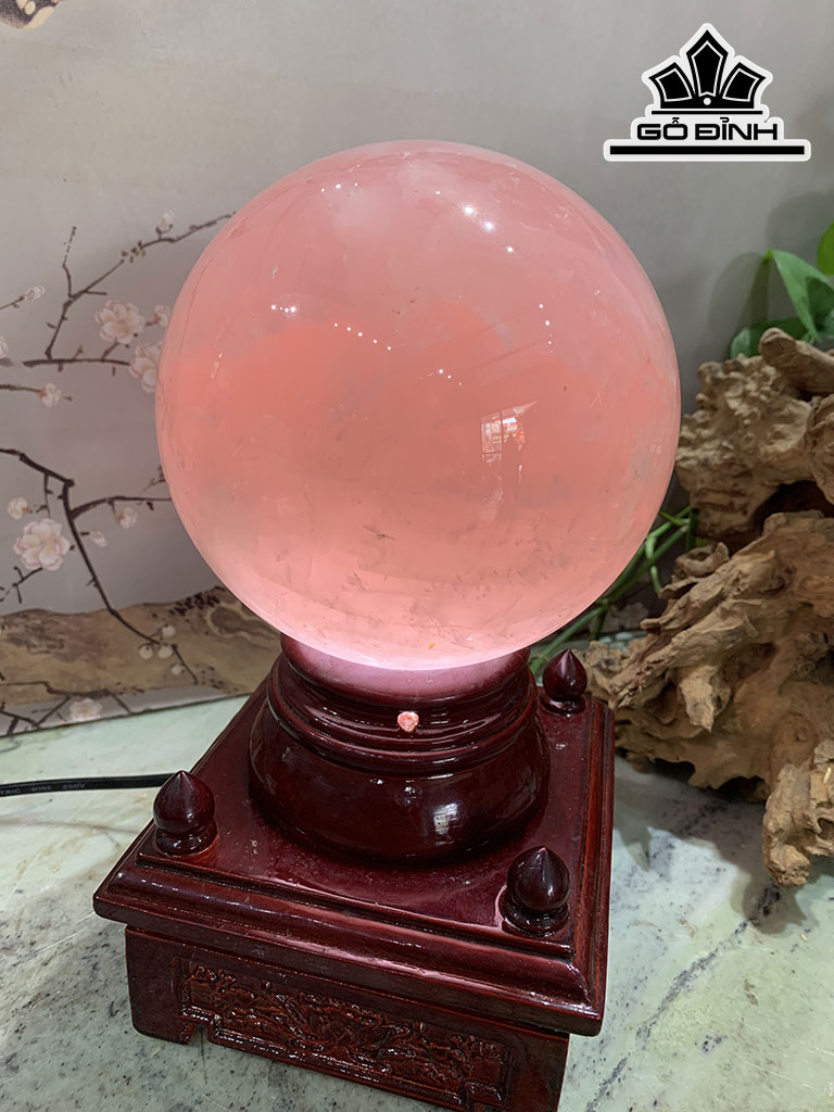 Bi Cầu Đá Thạch Anh Hồng Đường Kính 13,9 (cm) 3,95kg