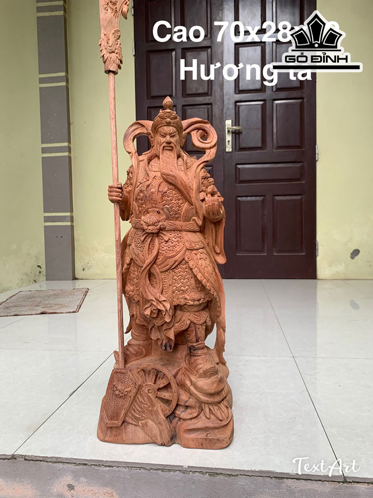 Tượng Quan Công Gỗ Hương Cao 70 Ngang 28 Sâu 22 (cm)