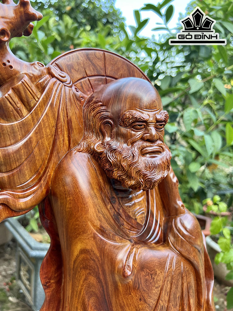 Tượng Đạt Ma Sư Tổ Gỗ Hương Cao 70 Ngang 28 Sâu 17 (cm)