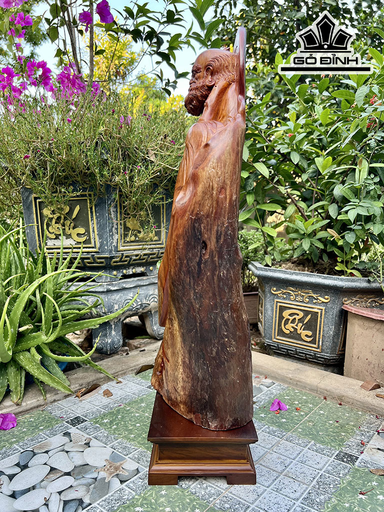 Tượng Đạt Ma Sư Tổ Gỗ Hương Cao 70 Ngang 28 Sâu 17 (cm)