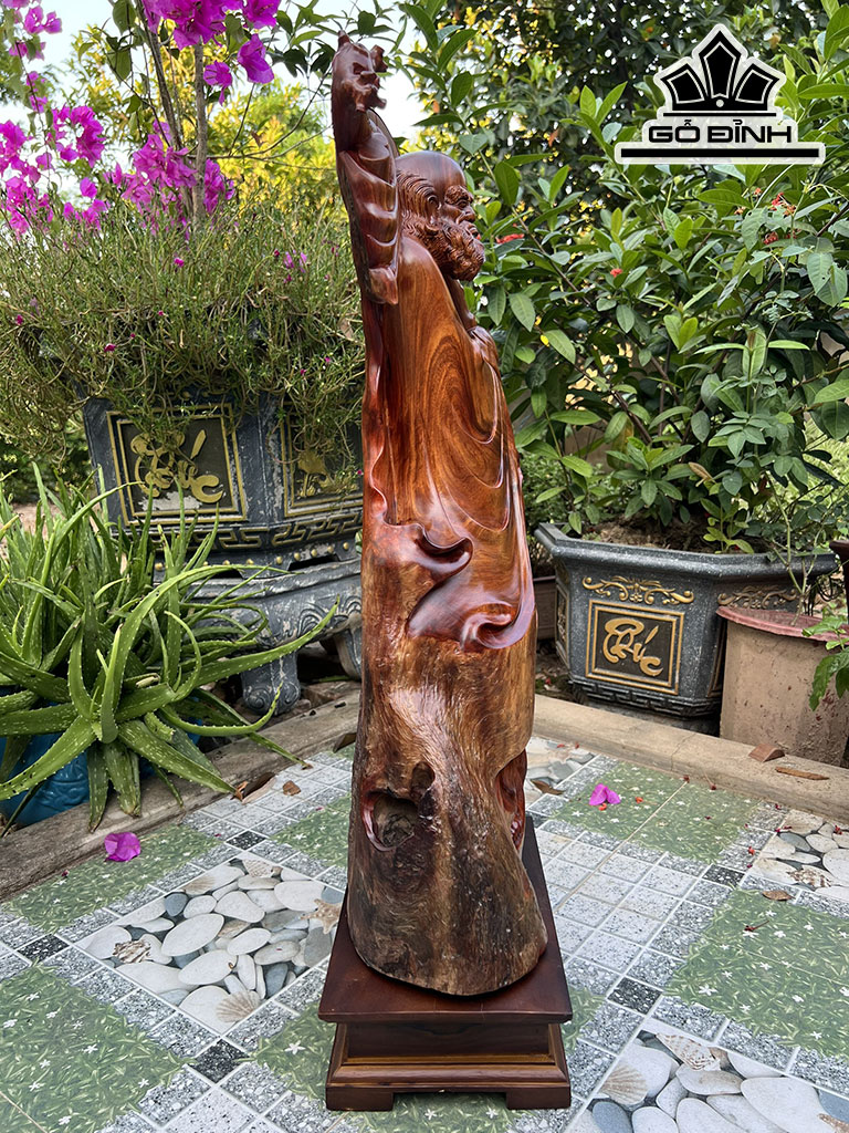 Tượng Đạt Ma Sư Tổ Gỗ Hương Cao 70 Ngang 28 Sâu 17 (cm)