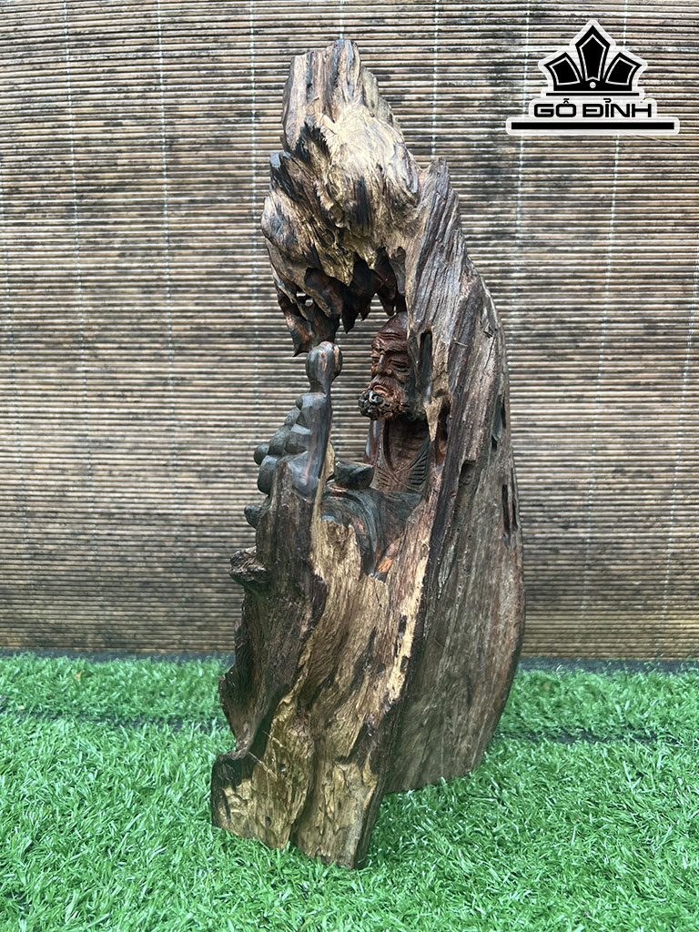 Tượng Đạt Ma Sư Tổ Gỗ Trắc Cao 36 Ngang 18 Sâu 14 (cm)